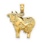 Load image into Gallery viewer, 14K Yellow Gold 2-D & Polished Playful Cow Charm Pendant