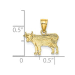 Load image into Gallery viewer, 14K Yellow Gold Flat & Engraved Cow Charm Pendant