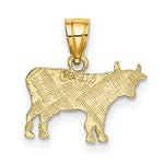 Load image into Gallery viewer, 14K Yellow Gold Flat & Engraved Cow Charm Pendant