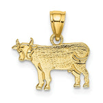 Load image into Gallery viewer, 14K Yellow Gold Flat & Engraved Cow Charm Pendant
