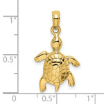 Load image into Gallery viewer, 14K Yellow Gold 2-D & Polished Turtle With Textured Shell Charm Pendant