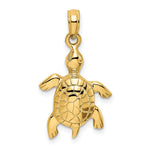 Load image into Gallery viewer, 14K Yellow Gold 2-D & Polished Turtle With Textured Shell Charm Pendant