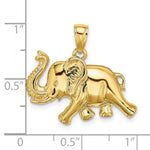 Load image into Gallery viewer, 14K Yellow Gold 2-D Elephant Running With Raised Trunk Charm Pendant