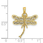 Load image into Gallery viewer, 14K Yellow Gold Dragonfly With Beaded Filigree Wings Charm Pendant