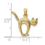 Load image into Gallery viewer, 14K Yellow Gold 3-D Textured Arch Back & Raised Tail Cat Charm Pendant