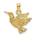 Load image into Gallery viewer, 14K Yellow Gold 2-D & Engraved Hummingbird Charm Pendant