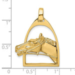 Load image into Gallery viewer, 14K Yellow Gold 2-D & Polished Horse Head in Stirrup Charm Pendant