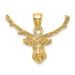 Load image into Gallery viewer, 14K Yellow Gold 2-D Deer Head 8 Point Buck Charm Pendant