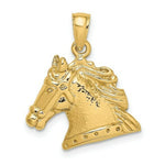 Load image into Gallery viewer, 14K Yellow Gold 2-D & Textured Horse Head Charm Pendant