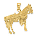 Load image into Gallery viewer, 14K Yellow Gold 2-D Horse With Saddle Charm Pendant