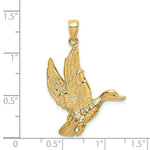Load image into Gallery viewer, 14K Yellow Gold 2-D FLYING MALLORD DUCK Charm Pendant