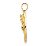 Load image into Gallery viewer, 14K Yellow Gold 2-D Polished and Engraved Horse Head In Shoe Charm Pendant
