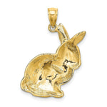 Load image into Gallery viewer, 14K Yellow Gold 2-D Textured SITTING RABBIT Charm Pendant