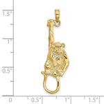 Load image into Gallery viewer, 14K Yellow Gold 2-D & Textured Hanging Monkey Charm Pendant