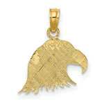 Load image into Gallery viewer, 14K Yellow Gold Engraved FLAT EAGLE Head Charm Pendant