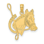 Load image into Gallery viewer, 14K Yellow Gold Textured & Flat Horse Head & Shoe Charm Pendant