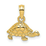 Load image into Gallery viewer, 14K Yellow Gold Polished and Engraved Mini Turtle Charm Pendant