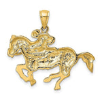 Load image into Gallery viewer, 14K Yellow Gold 2-D JOCKEY ON Horse Charm Pendant