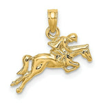 Load image into Gallery viewer, 14K Yellow Gold 2-D JOCKEY ON Horse Jumping Charm Pendant
