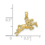 Load image into Gallery viewer, 14K Yellow Gold 2-D JOCKEY ON Horse Jumping Charm Pendant