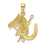 Load image into Gallery viewer, 14K Yellow Gold Horse Head With Shoe & Crop Charm Pendant