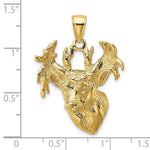 Load image into Gallery viewer, 14K Yellow Gold 2-D & Textured Deer Head Charm Pendant