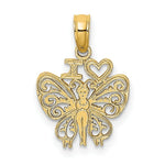 Load image into Gallery viewer, 14K Yellow Gold I HEART Butterfly Charm Pendant