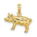 Load image into Gallery viewer, 14K Yellow Gold 3-D Textured FARM PIG Charm Pendant