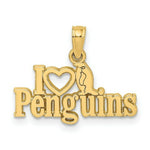 Load image into Gallery viewer, 14K Yellow Gold I HEART PENGUINS With PENGUIN Charm Pendant