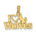 Load image into Gallery viewer, 14K Yellow Gold I HEART Wolves Charm Pendant