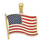 Load image into Gallery viewer, 14K Yellow Gold With Enamel American Flag Charm Pendant