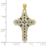 Load image into Gallery viewer, 14K Yellow Gold Blue Enamel Filigree Cross Charm Pendant