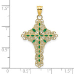 Load image into Gallery viewer, 14K Yellow Gold Green Enamel Filigree Cross Charm Pendant