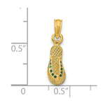 Load image into Gallery viewer, 14K Yellow Gold With Green Enamel Single Flip-Flop Pendant