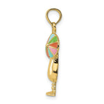 Load image into Gallery viewer, 14K Yellow Gold Tropical Drink With Multi-Colored Enamel Umbrella Charm Pendant