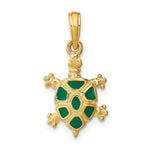 Load image into Gallery viewer, 14K Yellow Gold With Green Enamel Land Turtle Charm Pendant