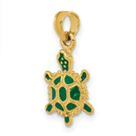 Load image into Gallery viewer, 14K Yellow Gold With Green Enamel 3-D Land Turtle Charm Pendant
