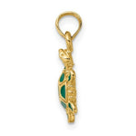 Load image into Gallery viewer, 14K Yellow Gold With Green Enamel 3-D Land Turtle Charm Pendant