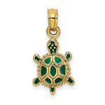 Load image into Gallery viewer, 14K Yellow Gold With Green Enamel 3-D Land Turtle Charm Pendant