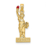 Load image into Gallery viewer, 14K Yellow Gold With Enamel Flame Statue Of Liberty on New York Block Charm Pendant
