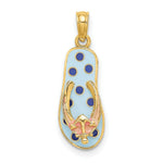 Load image into Gallery viewer, 14K Yellow Gold Enamel Anchor On Blue Polka-Dot Flip-Flop Charm Pendant