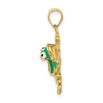 Load image into Gallery viewer, 14K Yellow Gold Green Enameled 2-D Frog Charm Pendant