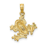 Load image into Gallery viewer, 14K Yellow Gold Green Enameled 2-D Small Frog Charm Pendant