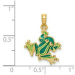 Load image into Gallery viewer, 14K Yellow Gold Green Enameled 2-D Small Frog Charm Pendant