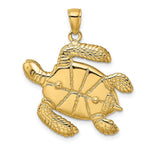 Load image into Gallery viewer, 14K Yellow Gold 3-D Brown Enamel Large Sea Turtle Charm Pendant