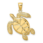Load image into Gallery viewer, 14K Yellow Gold 3-D Brown Enamel & Textured Sea Turtle Charm Pendant