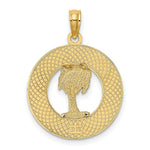 Load image into Gallery viewer, 14K Yellow Gold Florida Round Frame With Green Enamel Palm Tree Charm Pendant
