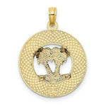 Load image into Gallery viewer, 14K Yellow Gold Florida Round Frame With Green Enamel Palm Trees Charm Pendant