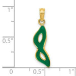 Load image into Gallery viewer, 14K Yellow Gold 3-D & Beveled With Green Enamel Masquerade Mask Pendant