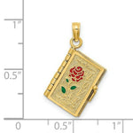 Load image into Gallery viewer, 14K Yellow Gold Polished Enameled Moveable Love Flower Book Pendant